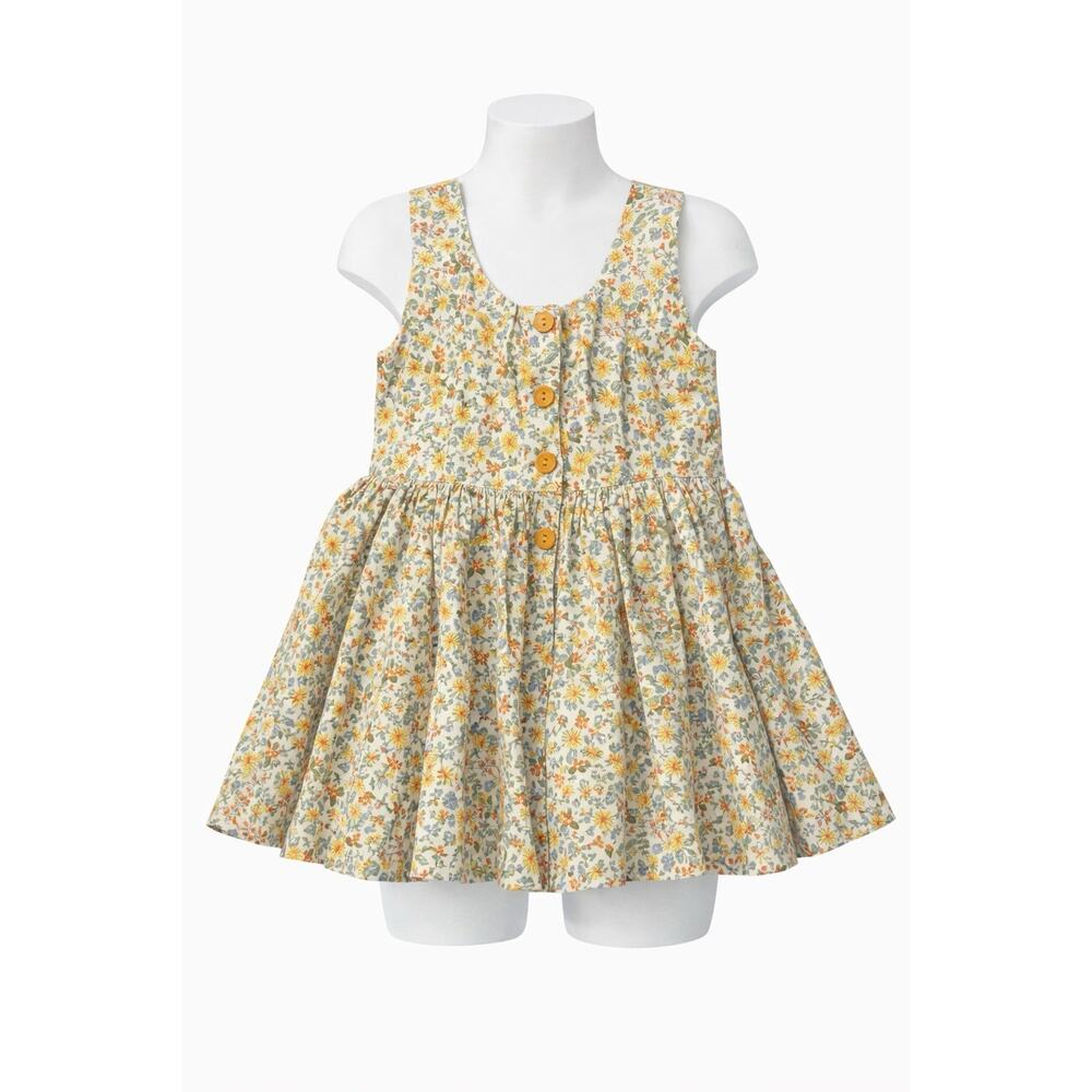 Lacey Lane Girls Floral Peplum Top Size 7 Yellow Sleeveless Boutique